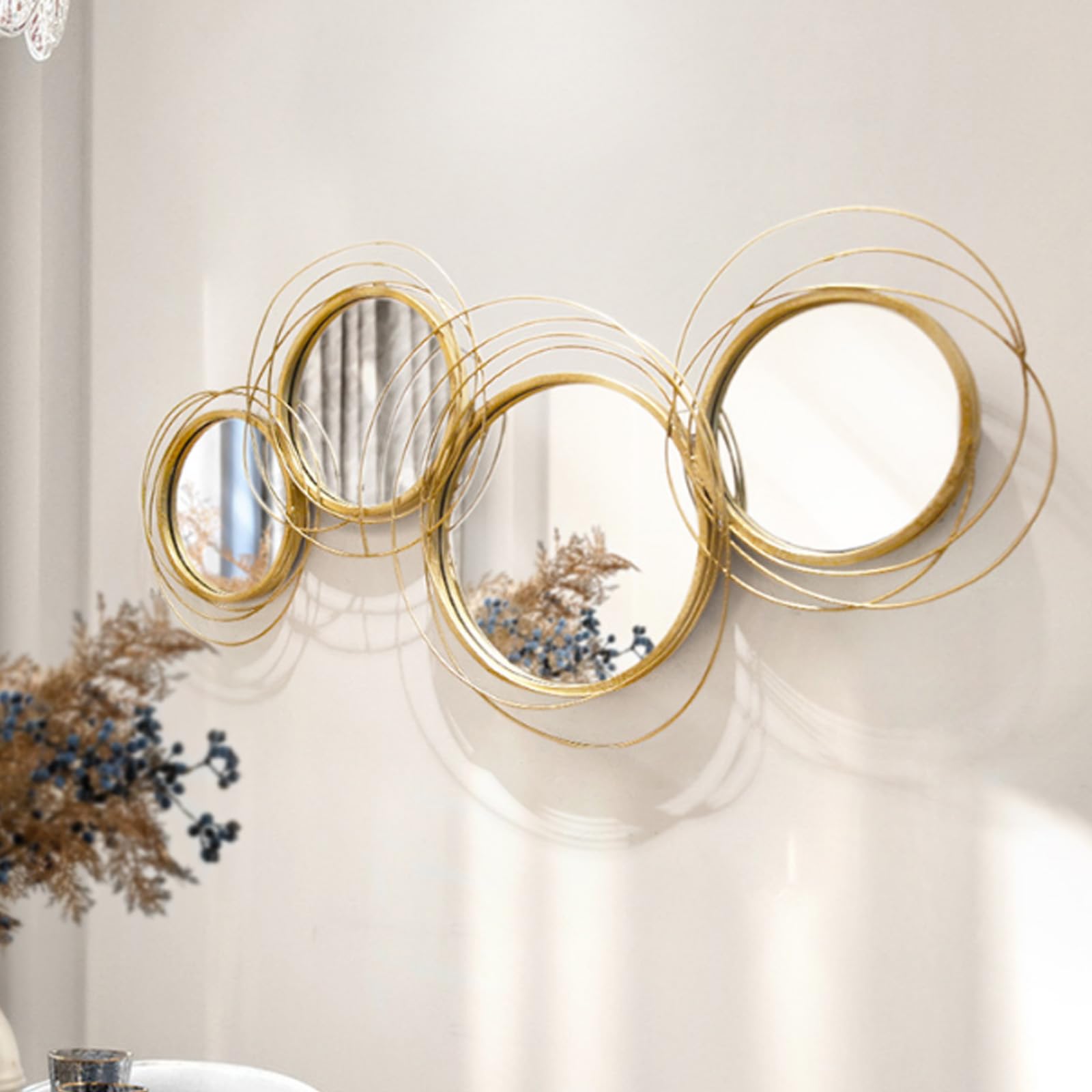 Amazon.co.jp: 装飾ウォールミラー、3Dメタルウォールデコレーション